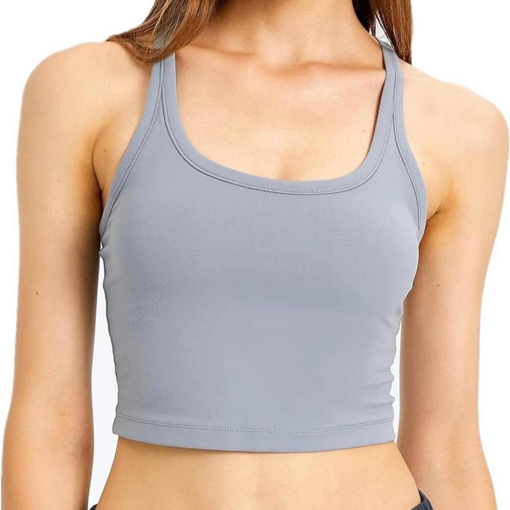 Light Gray Racerback Crop Sports Bralette